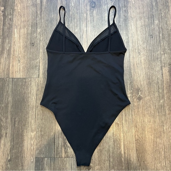 Zara Black V Neck Bodysuit Strappy Sheer Cutout Snaps Closure Evening Size S - Picture 3 of 12
